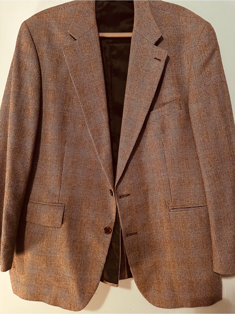 Vintage chaps Ralph Lauren blazer 46Reg brown glen plaid 100% wool
